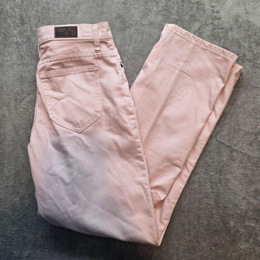 Lee Relaxed Straight Leg Jeans Womens 8 Pink Light Wash High Rise Stretch Denim